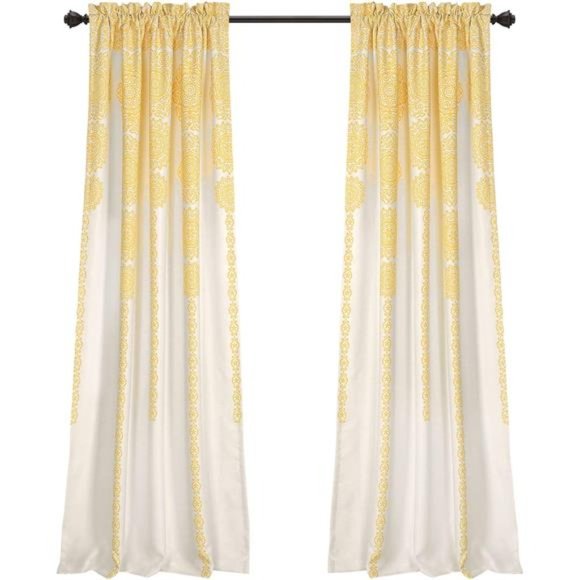 Stripe Medallion Curtains Fabric Mandala Bohemian Damask Print Room Darkening - Picture 4 of 5